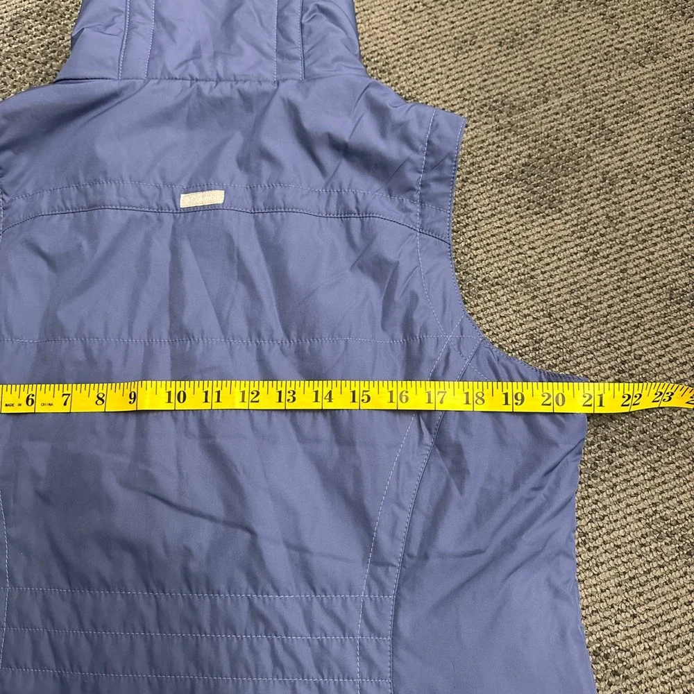 Columbia Womens Puffer Vest Periwinkle Blue Fleece Lined Insulated Large RN69724